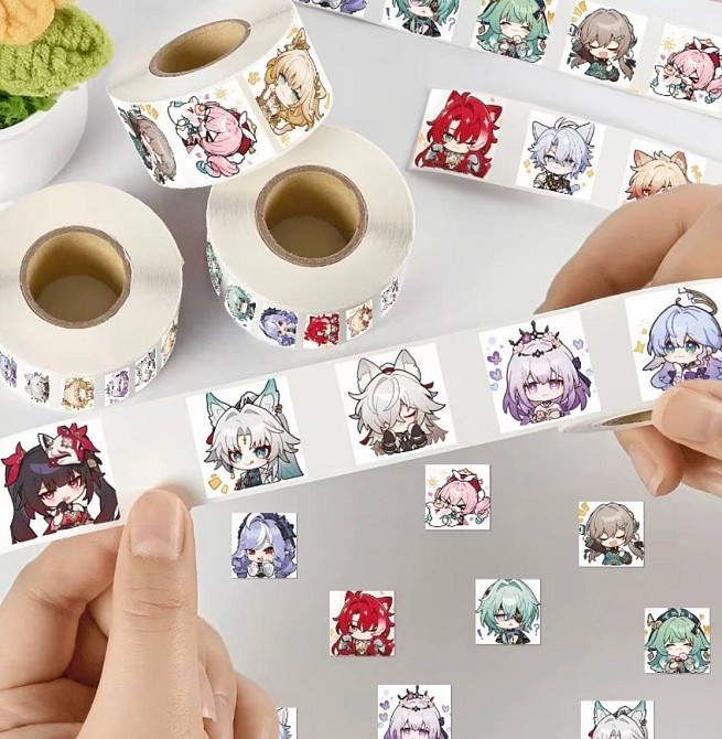 Наклейки Honkai: Star Rail у рулоні 500 шт, 14 дизайнів, чібі-персонажі, самоклейні Київ - фото 2