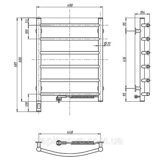 Сушарка для рушників Камелія 480х600 Sensor права з таймером, чорний муар Чернівці