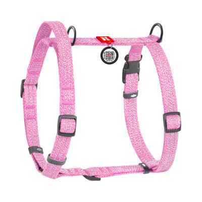 Шлея для собак WAUDOG Н-подібна Re-cotton з QR паспортом, світловідбивна S рожева (25917) Вінниця