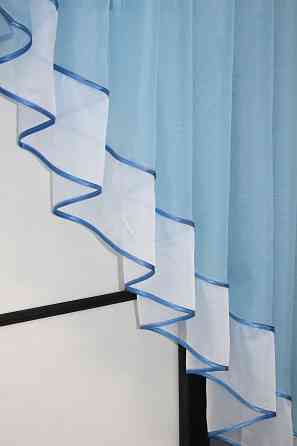 Кухонная занавеска VR-Textil № 023к голубой с белым 150х150 см (50-026) Киев