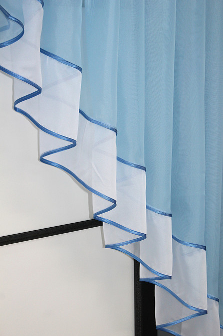 Кухонная занавеска VR-Textil № 023к голубой с белым 150х150 см (50-026) Киев - изображение 3