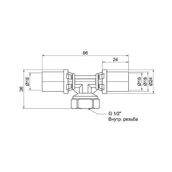 Трійник прес Icma 16х1/2"х16 ВР No408 Київ