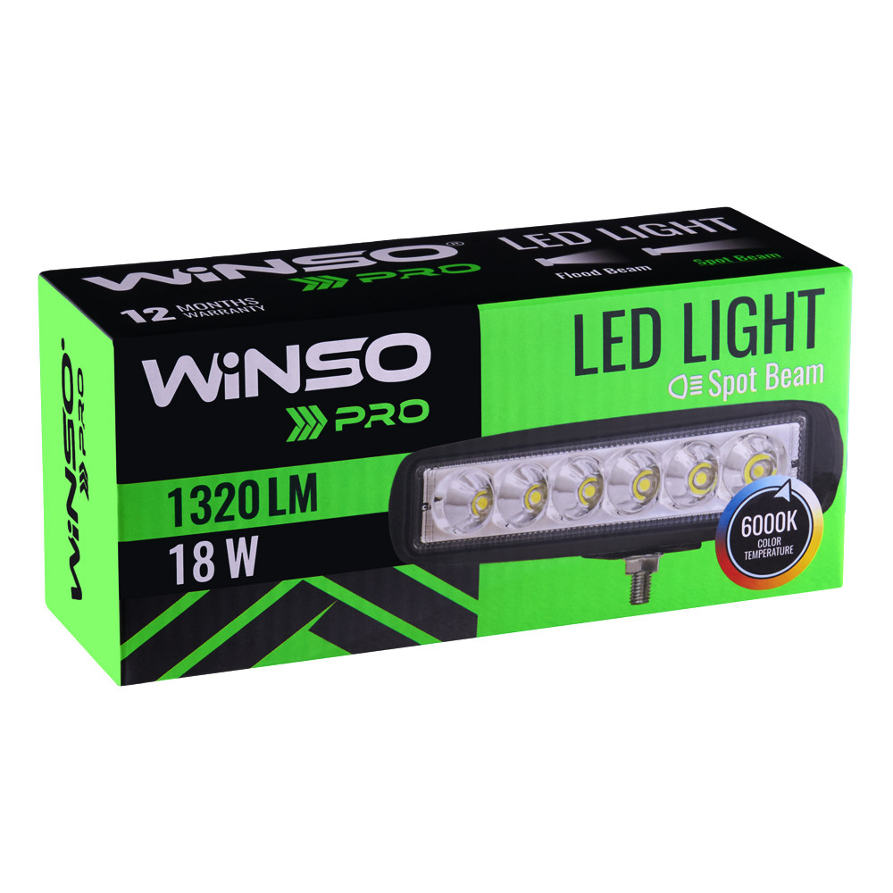 Фара светодиодная Winso Pro Epistar точечный 10-30V, 18W (6x3W), 1шт (780220) Львов - изображение 2