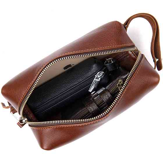 Чоловічий несесер з натуральної шкіри GRANDE PELLE 11416 Коричневий Київ