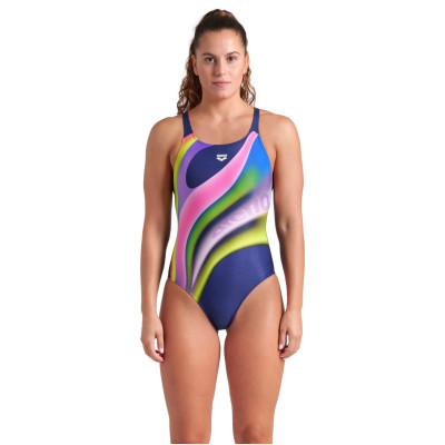 Купальник Arena Water Fluids Swimsuit Swim Pro 008837-570 Темно-синій/Рожевий/Салатовий 42 (3468337533306) Вінниця - фото 1