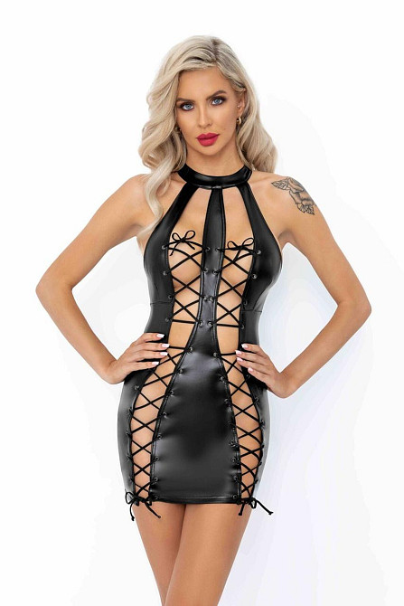 Сукня з мокрим ефектом Noir Handmade F291 Powerwetlook dress with double lace-up front, L Sex Aura Київ - фото 1