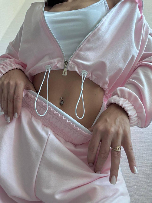 Женский прогулочный костюм тройка: кофта топ и штаны  двунить + микродайвинг Одесса - изображение 2