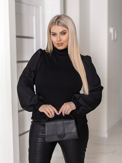 Женская элегантная кофта гольф в рубчик 