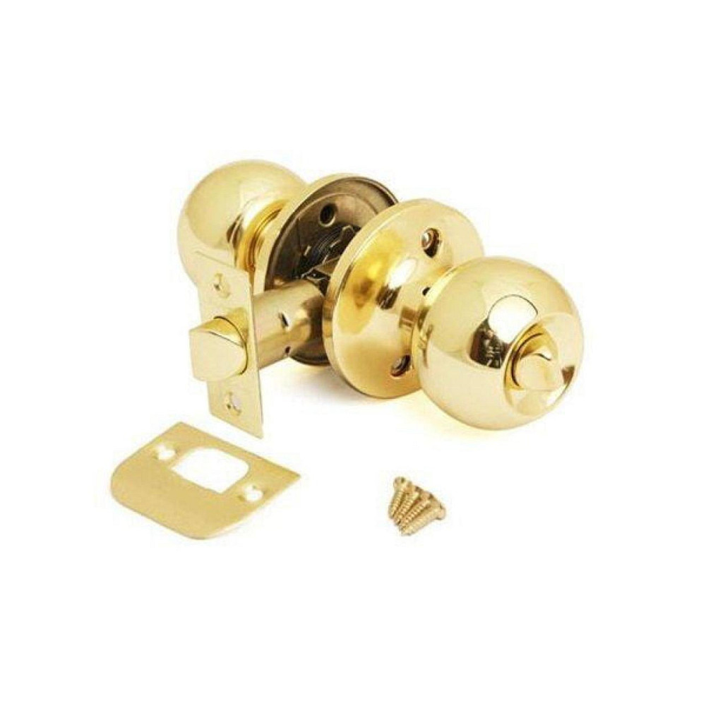 Ручка дверна кругла з засувкою Avers 6072-03 без ключа (золото) Харків - фото 1