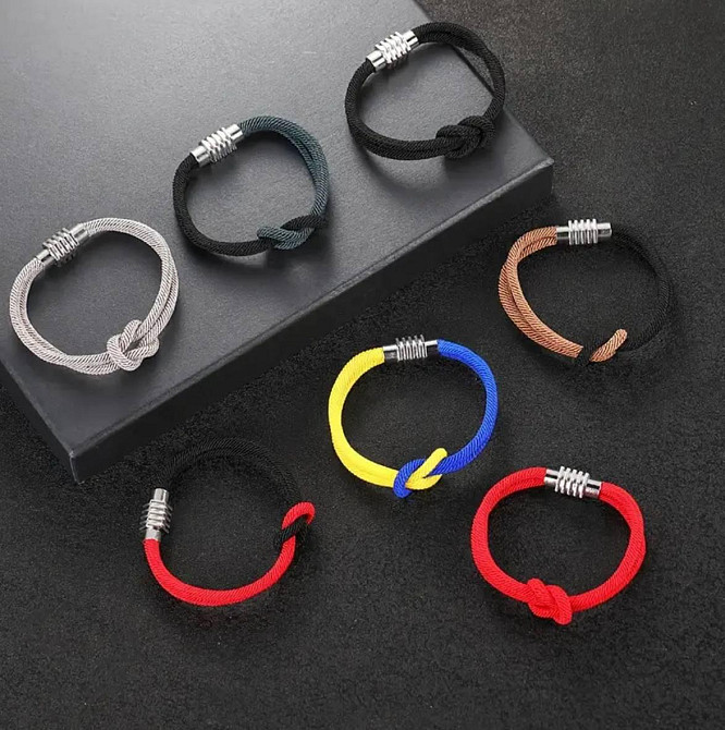 Чорний браслет зі шнура зі знаком нескінченності – талісман, оберіг, аксесуар на руку Київ - фото 3