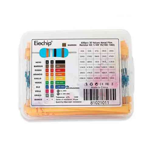 Резисторы 1/4Вт 600шт MF 1% 10Ом-1МОм, в кейсе Винница