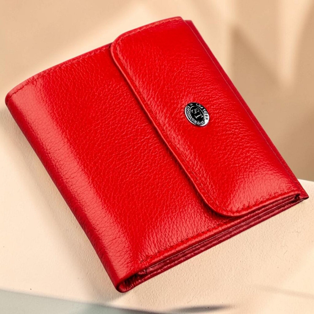 Жіноче шкіряне портмоне з монетницею червоне (ST Leather) Київ - фото 12