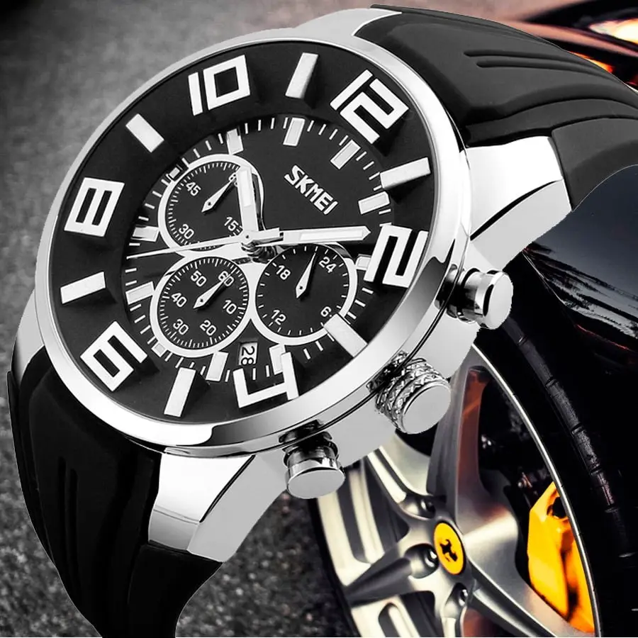 Мужские классические наручные часы Skmei 9128 (Черные с черным циферблатом ) Винница - изображение 5