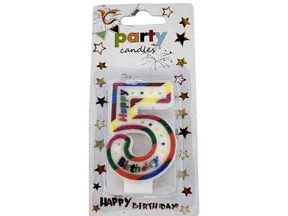 Свічка-цифра 5 Happy Birthday зірочки арт.084 ТМ PRC Київ