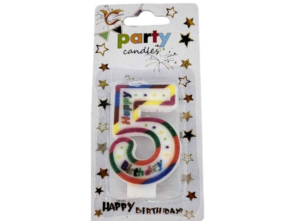 Свічка-цифра 5 Happy Birthday зірочки арт.084 ТМ PRC Київ - фото 1