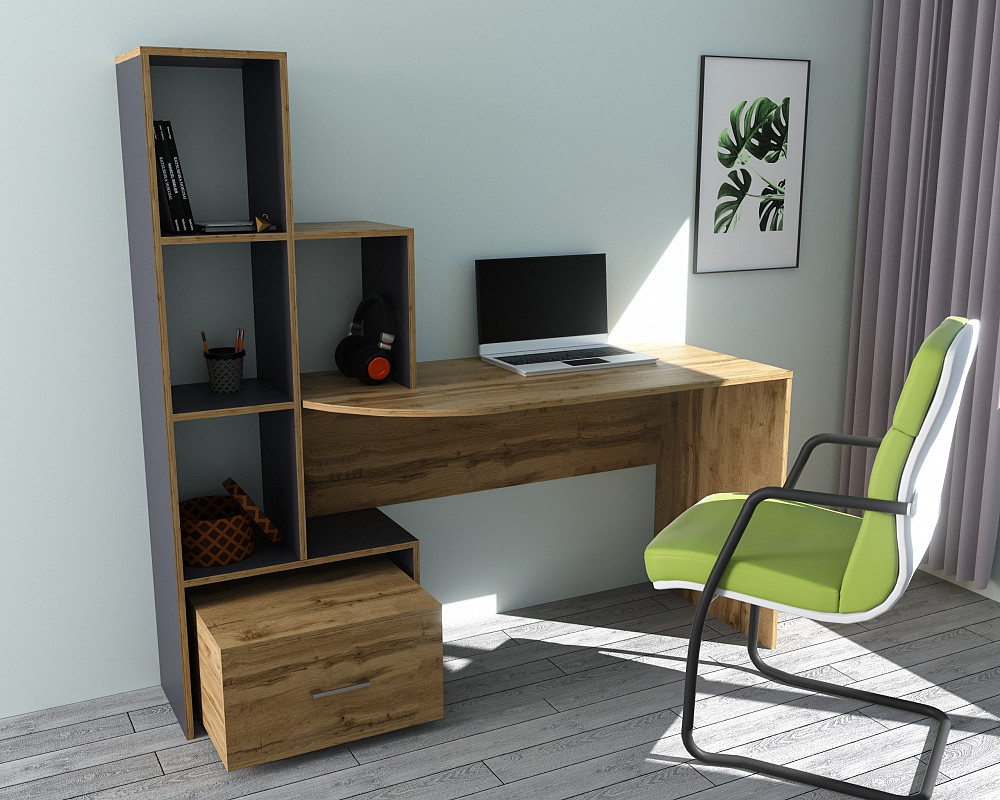 Стол письменный СП-1 №2, Дуб Аппалачи/Антрацит, 1500/550/1500 Львов - изображение 1