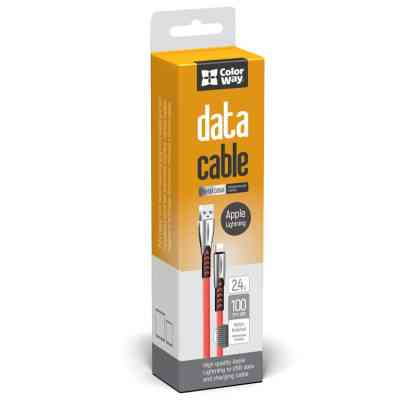 Дата кабель USB 2.0 AM to Lightning 1.0m zinc alloy red ColorWay (CW-CBUL010-RD) Вінниця