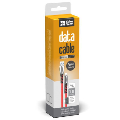 Дата кабель USB 2.0 AM to Lightning 1.0m zinc alloy red ColorWay (CW-CBUL010-RD) Вінниця - фото 3