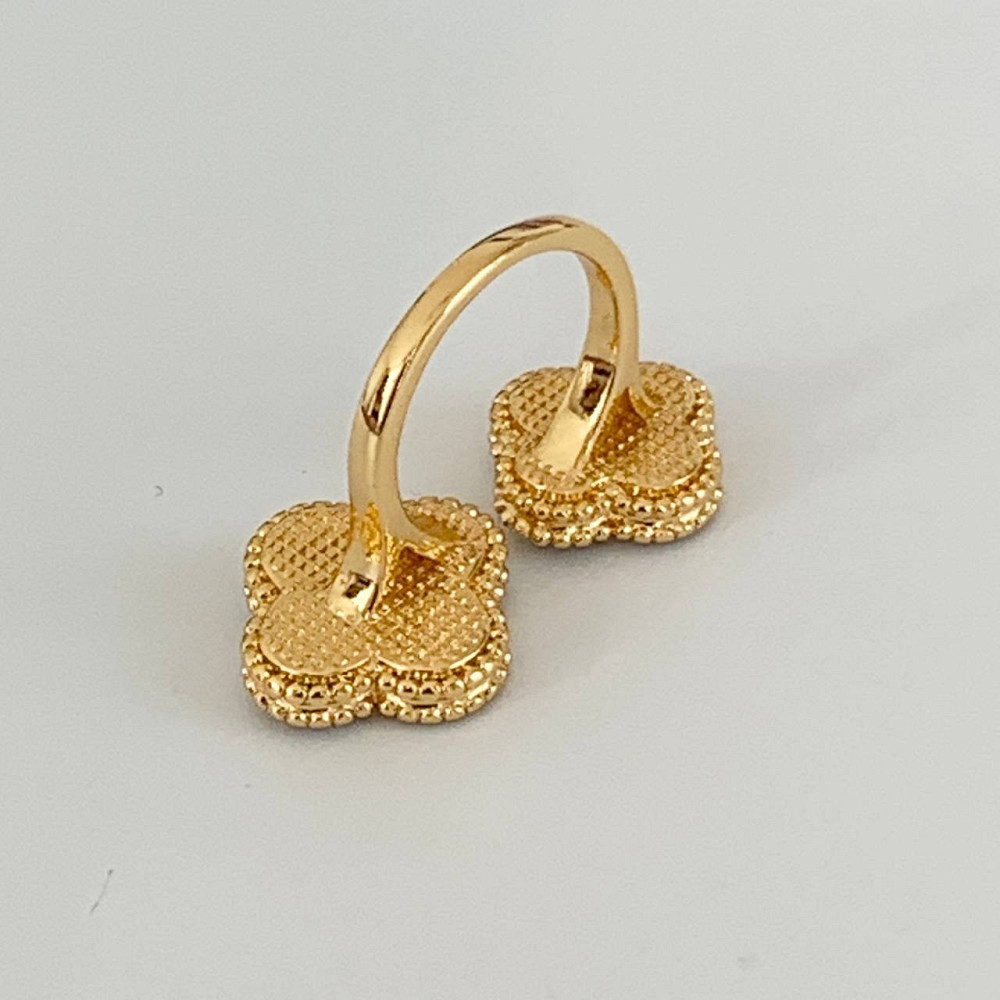 Кольцо Van Cleef позолота 18 К / кольцо клевер двойное зеленое в золоте Одесса - изображение 3