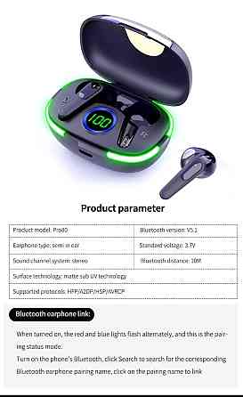 Наушники беспроводные TWS Pro80 Bluetooth 5.3 Киев