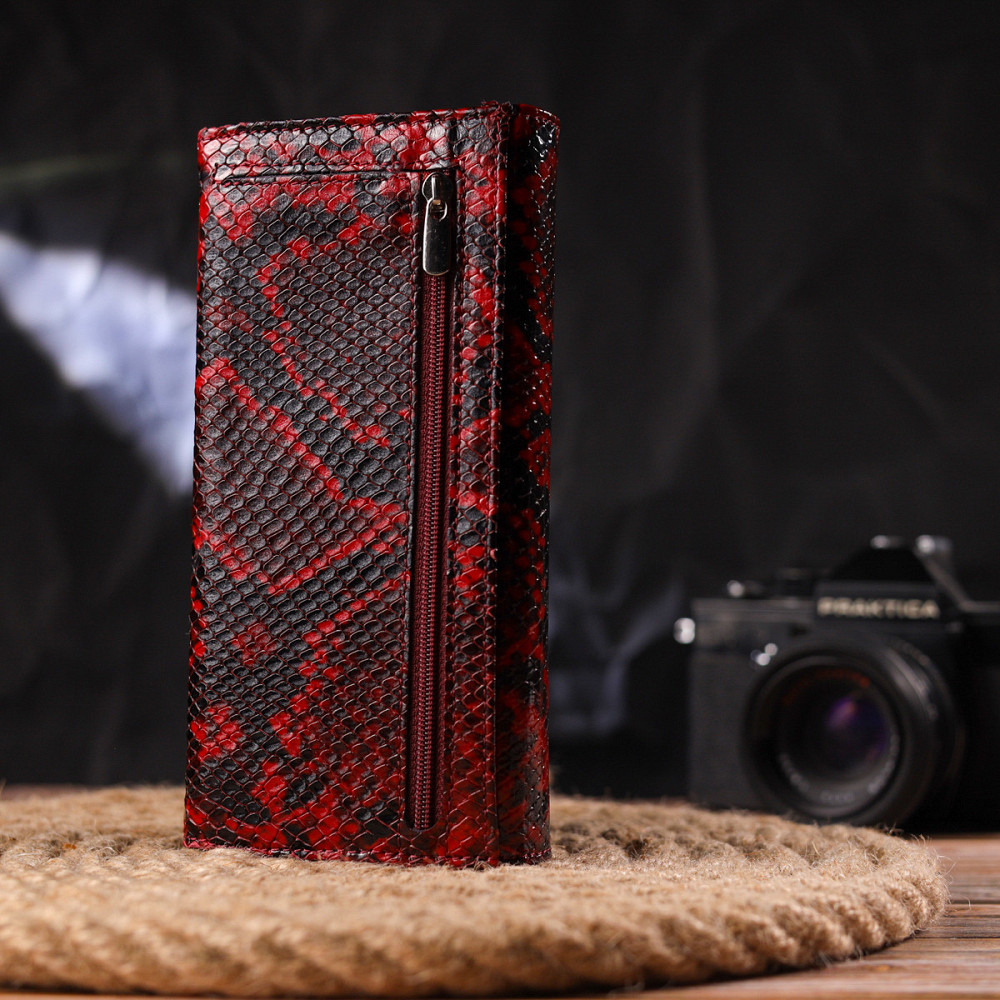 Интересный женский кошелек из натуральной лакированной кожи с тиснением под змею CANPELLINI 21656 Разноцветный Киев - изображение 9