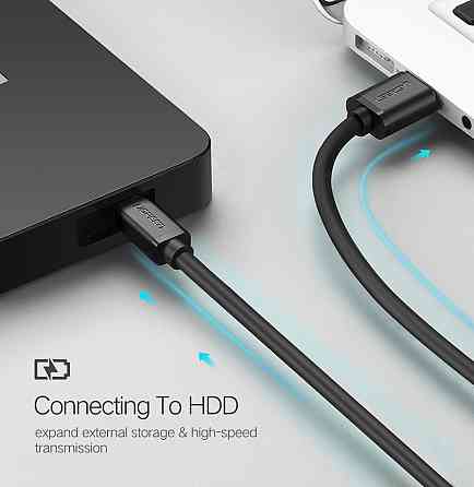 Кабель Mini USB Ugreen US132 для заряджання і передачі даних (Чорний, 2м) Николаев