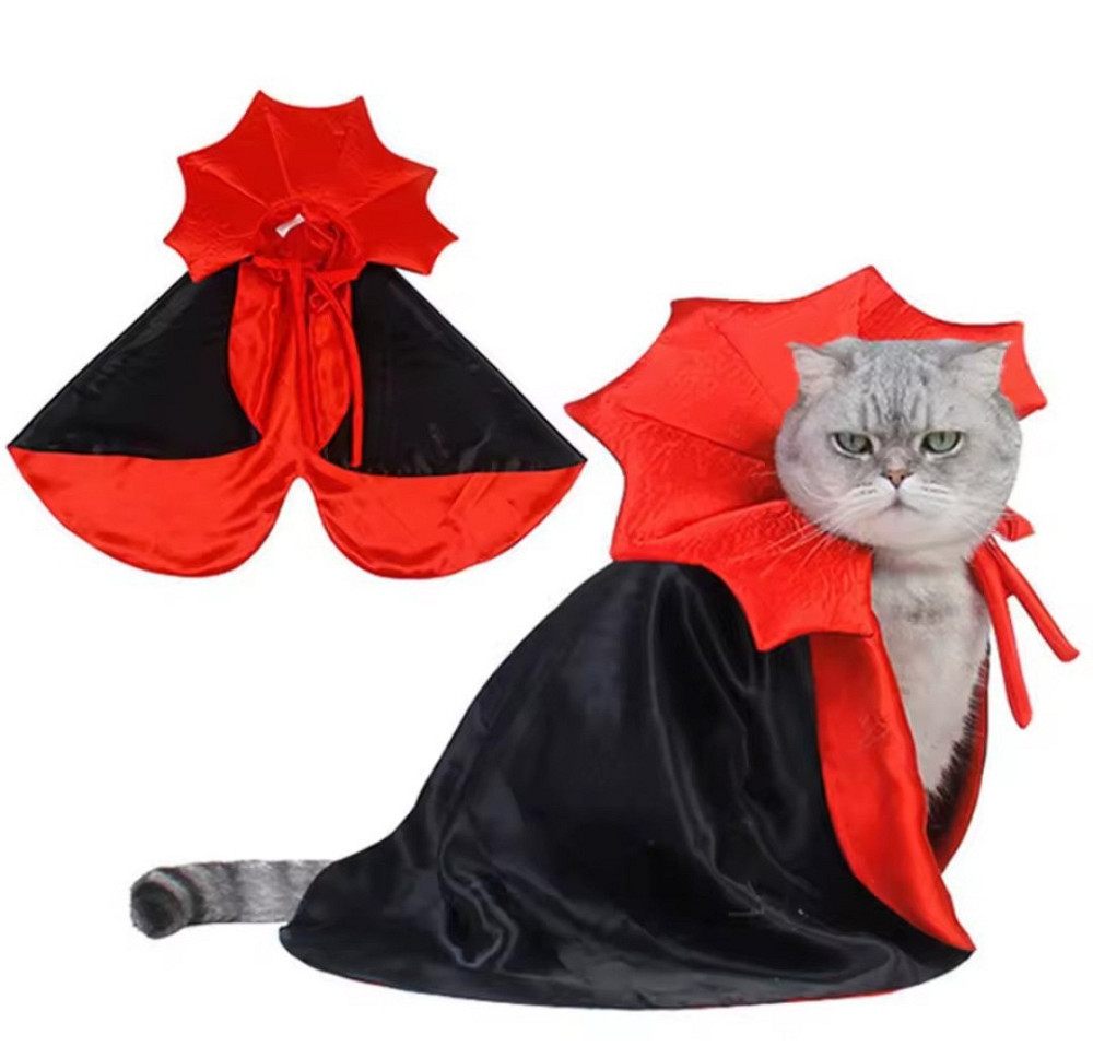 Плащ для собак і котів Вампір Хелловін М чорно-червоний Київ - фото 5