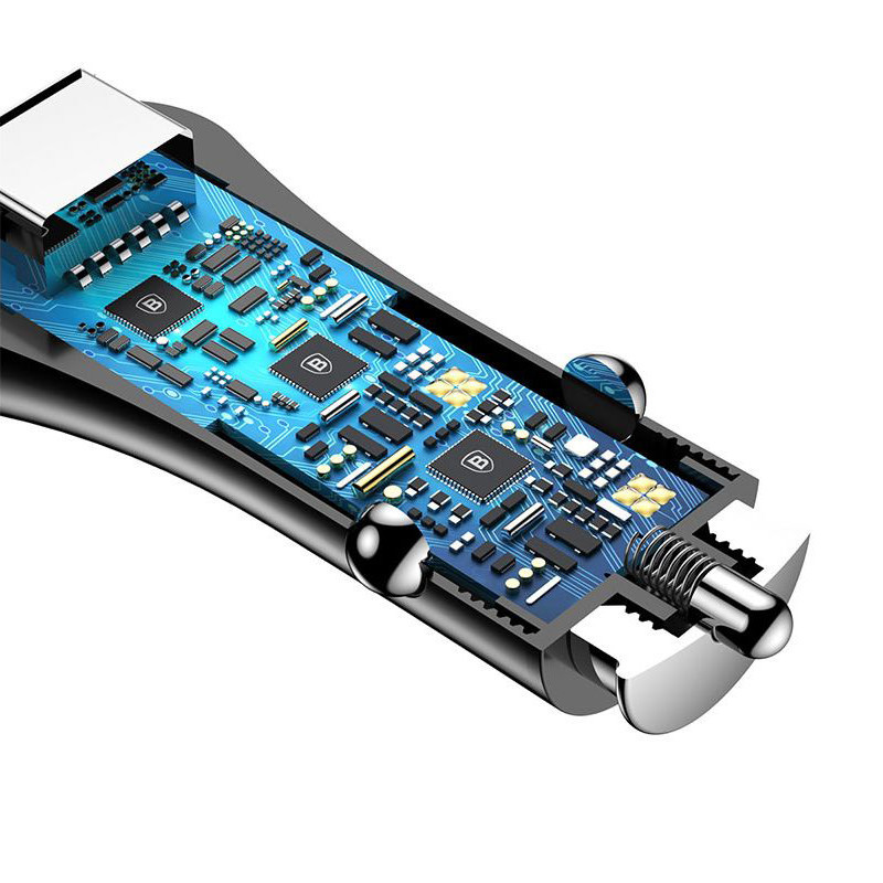 Автомобільний зарядний пристрій Baseus CCALL-GC01 Gentry series Dual-U QC3.0 18W (Чорний, два USB-порта) Николаев - изображение 7