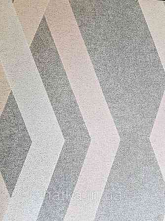 Шпалери вінілові на флізелін Marburg 82155 Giulia геометрія смуги зигзаг бежеві, сірі рожеві на сірому Київ