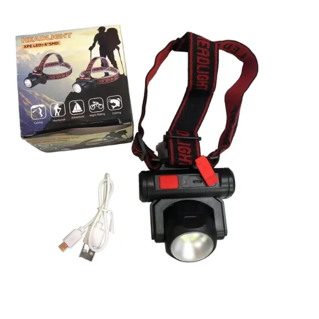 Ліхтарик налобний акумуляторний BAILONG BL-2001 1*XPE, 4*SMD (~500Lm), акумулятор, 2 сторони світіння 7469 Одеса - фото 7