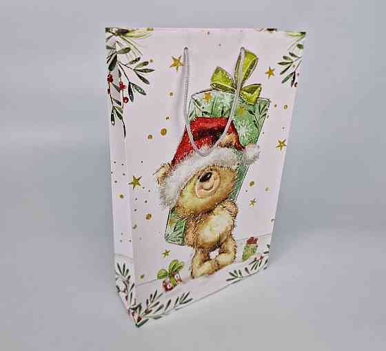 Великий паперовий пакет вертикальний 25/37/8 новорічний -019 (12 шт.) Харків