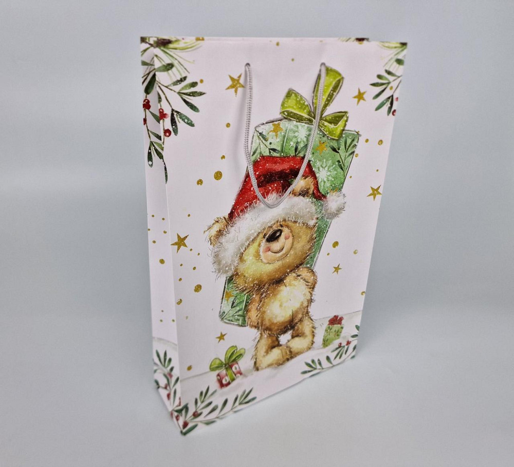 Великий паперовий пакет вертикальний 25/37/8 новорічний -019 (12 шт.) Харків - фото 1