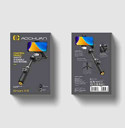 Триосьовий стабілізатор AOCHUAN Professional Gimbal Stabilizer for Smartphone SMART X3 AI Black Одеса