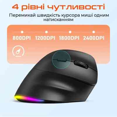 Мишка Meetion BTM010R RGB Bluetooth/Wireless Black (MT-BTM010R-A) Вінниця