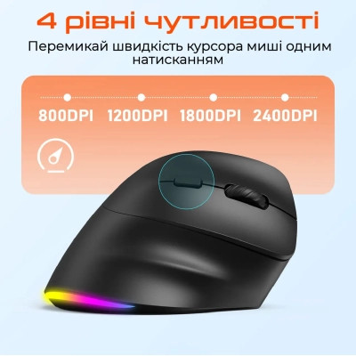 Мишка Meetion BTM010R RGB Bluetooth/Wireless Black (MT-BTM010R-A) Вінниця - фото 6