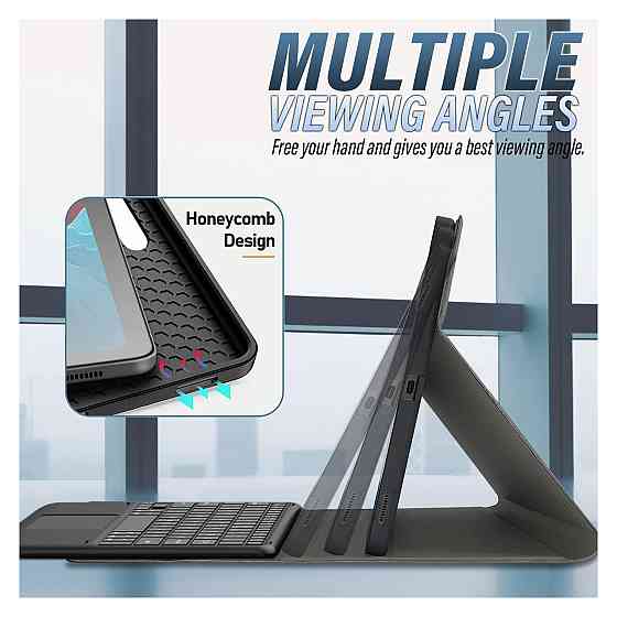 Чохол з клавіатурою Wineecy TB370FU для Lenovo Tab P12 12.7 2023 Bluetooth QWERTZ підсвітка 7 кольорів тачпад PU шкіра Київ