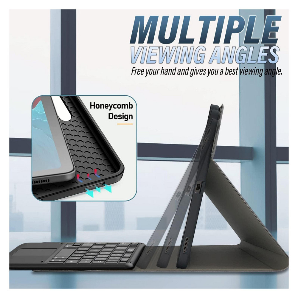 Чохол з клавіатурою Wineecy TB370FU для Lenovo Tab P12 12.7 2023 Bluetooth QWERTZ підсвітка 7 кольорів тачпад PU шкіра Київ - фото 4