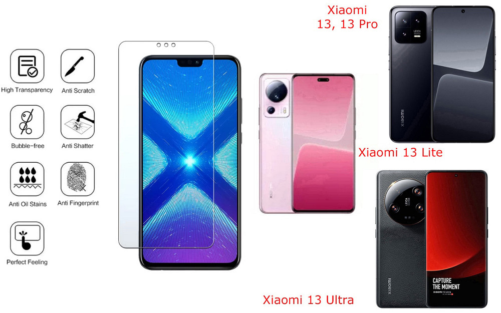 Захисне скло NeoGlass для Xiaomi 13, 13 Lite, 13 Pro, 13 Ultra – надпрозоре та стійке Київ - фото 4