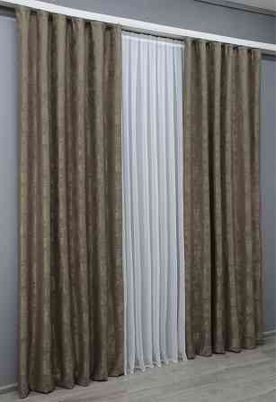 Комплект готовых штор VR-Textil Жаккард Sultan XO № 1486ш какао 100х270 см 2 шт (31-763) Киев