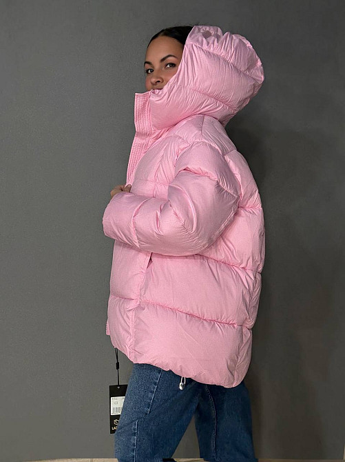 Куртка женская Lady Yep 10036 парка пуфер оверсайз с капюшоном розовая, розовый, 42 Киев - изображение 7