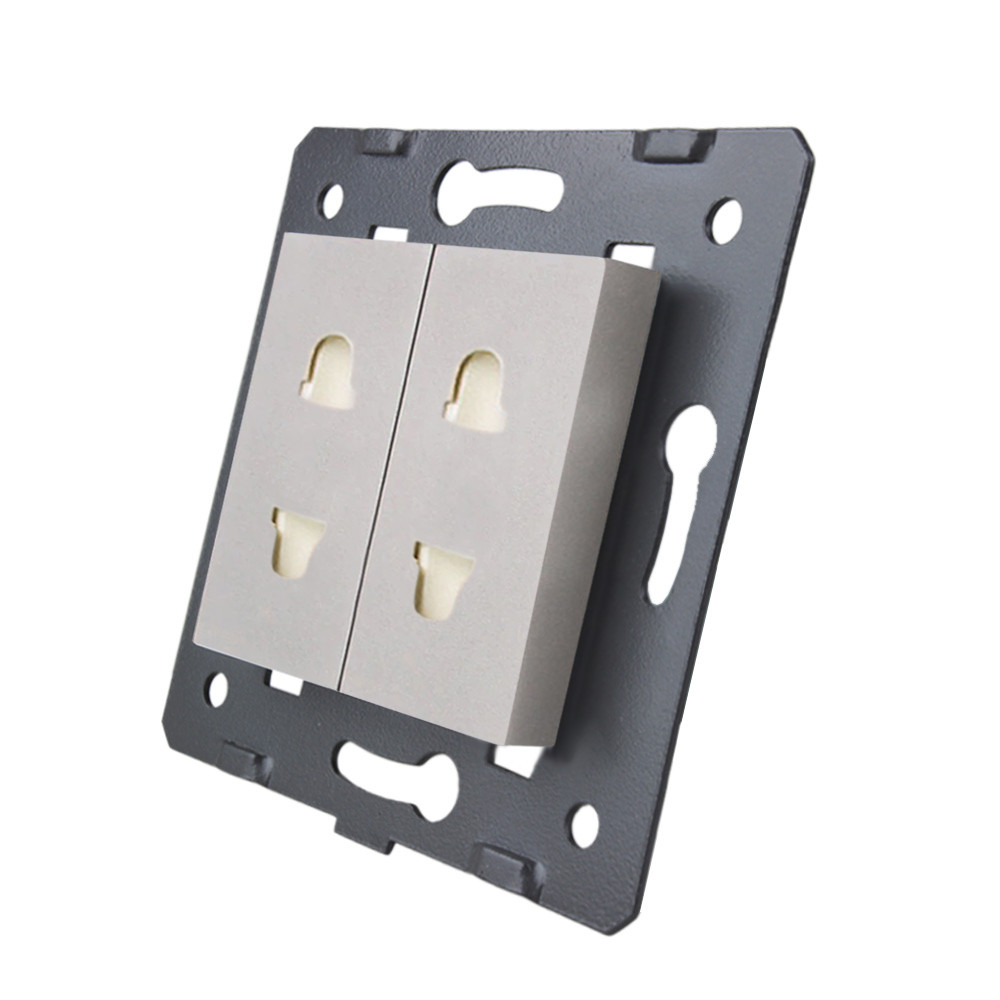 LIVOLO Універсальна подвійна розетка LIVOLO, сіра, 2 стандарти в 1 (EU/US), з захисними шторкам Коломия - фото 1