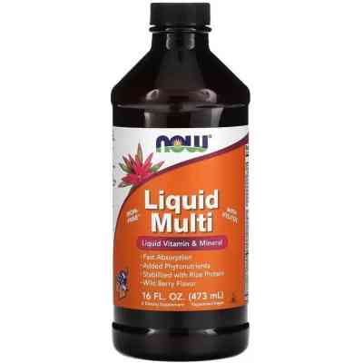 Мультивітамін Now Foods Рідкі мультивітаміни та мінерали, смак лісових ягід, Liqui (NOW-03773) Вінниця