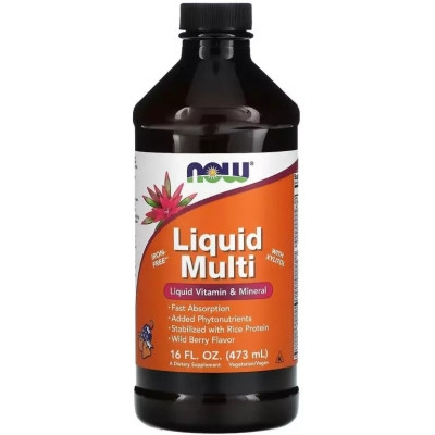 Мультивитамин Now Foods Жидкие мультивитамины и минералы, вкус лесных ягод, Liqui (NOW-03773) Винница - изображение 1