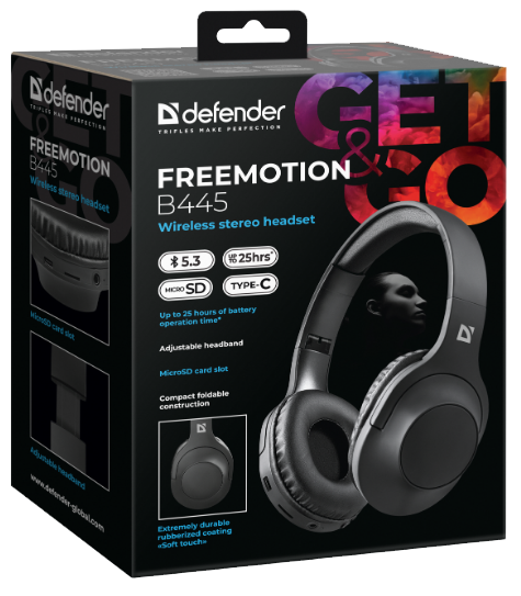 Гарнитура Defender FreeMotion B445 Bluetooth Black (63445) (7024920) Киев - изображение 6