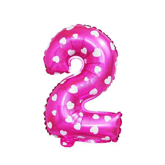 Шарик цифра 2 фольгированная с сердечками 32 дюйма розовый Киев