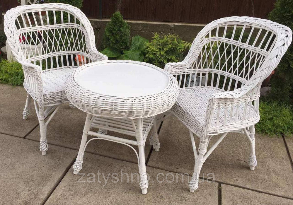 Білі плетені меблі|  Комплект плетених меблів | меблі з лози з журнальним столом Київ - фото 3