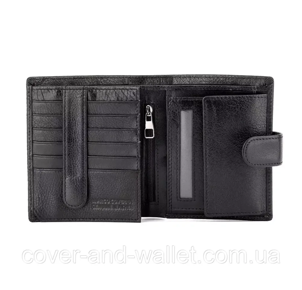 Небольшое мужское портмоне вертикального типа из натуральной черной кожи Marco Coverna MC 010-894 Киев - изображение 7