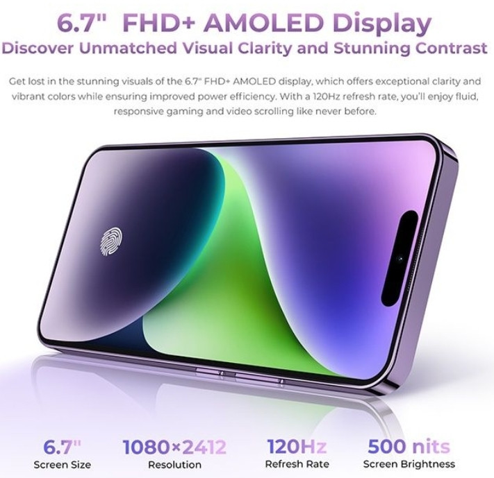 Телефон Oukitel P1 8/256Gb. Black/ Purple G99 5150mah Amoled 6.7