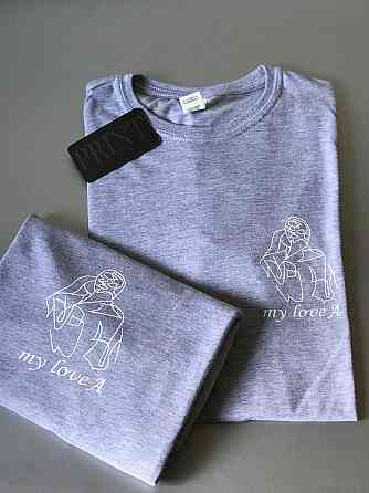 Парні футболки для хлопця та дівчини з АРТ принтом та ініціалами Чернівці