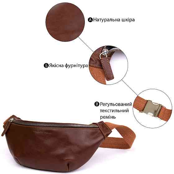 Поясная сумка GRANDE PELLE 11315 Рыжая Киев